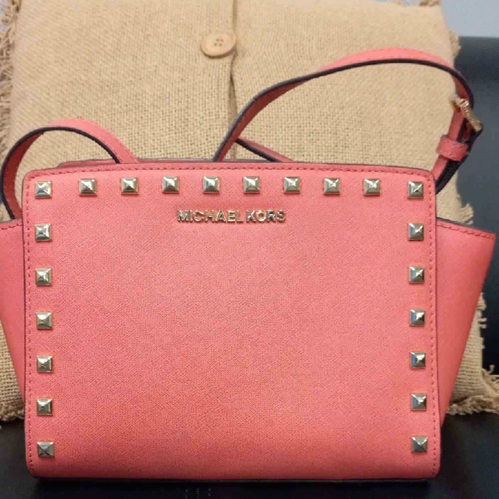 Michael Kors Coral Studded Crossbody Bag
